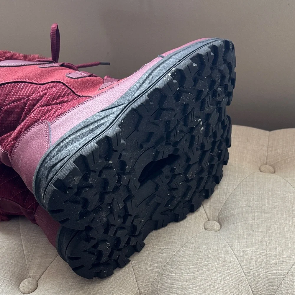 Burgundy Fur-Lined Winter Boots